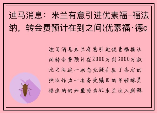 迪马消息：米兰有意引进优素福-福法纳，转会费预计在到之间(优素福·德米尔)